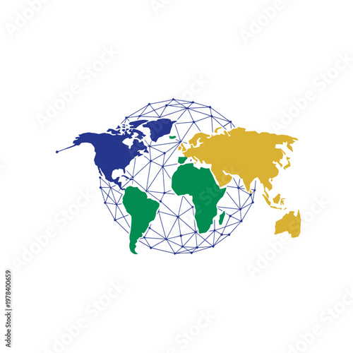 Colorful World Map Globe Illustration.