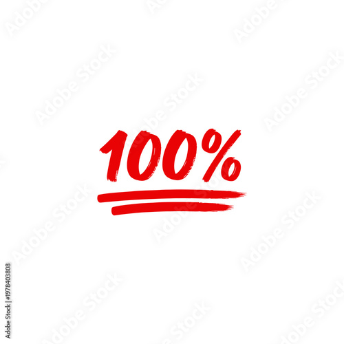 Red 100 percent sign symbol.