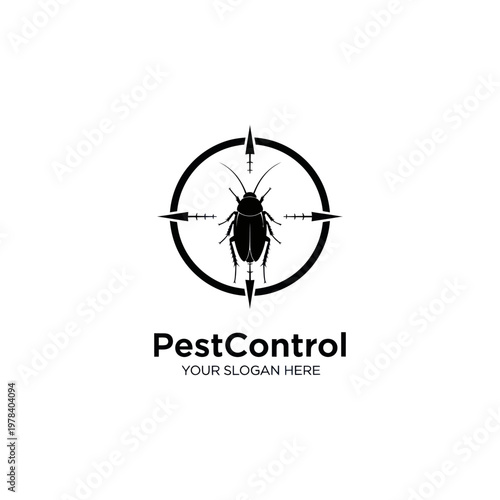 Black cockroach in circle logo design.