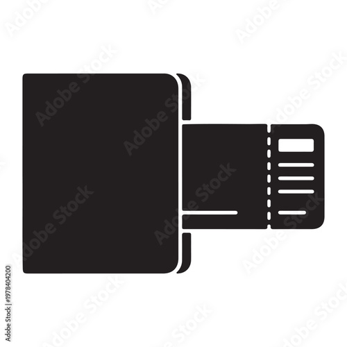 Black silhouette of a memory card inserted into a device