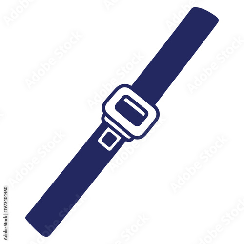 Blue seatbelt icon illustration for safety and security in transportation settings and promoting responsible driving awareness