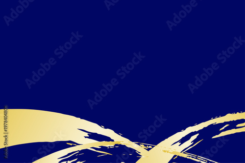 青背景に金色の筆ラインが映える和風高級デザイン素材