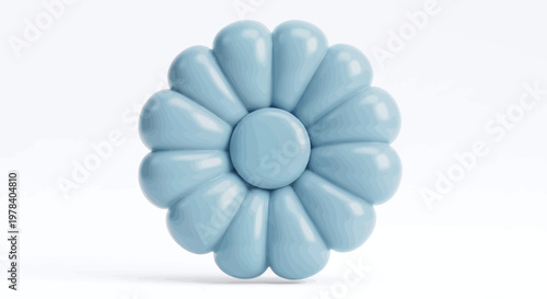 A serene light blue flower with a puffy, soft, and whisked texture, artistically rendered in a modern 3D graphic style, perfect for calming and elegant digital designs