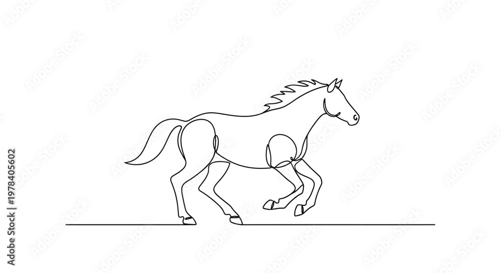 Fototapeta premium Continuous Line Drawing of a Horse Galloping