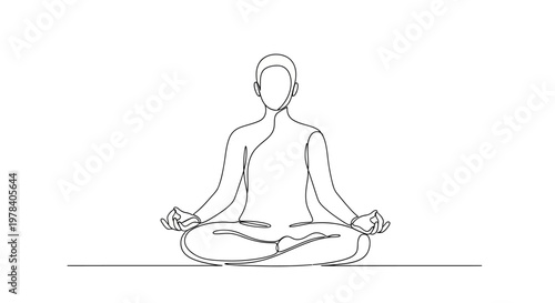 Meditating Person, Yoga Pose, Zen, Mindfulness, Calm, Lotus Position, Line Art