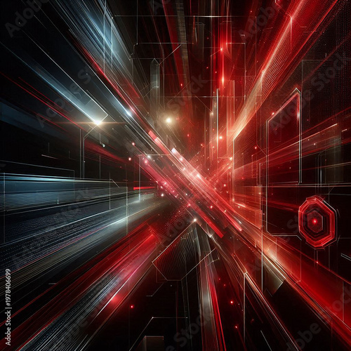 futuristic abstract red and black motion background