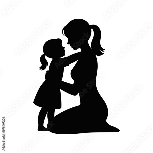 Mother and child love silhouette family care concept