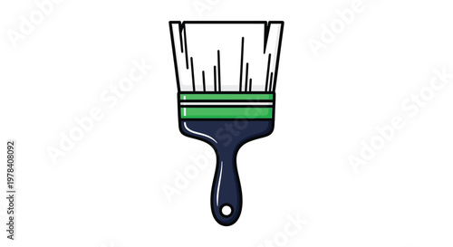 A simple illustration depicts a paint brush with a dark handle and vibrant green bristles