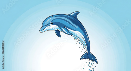 Dolphin jumping out of water on sunny day