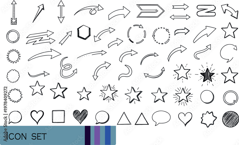 Obraz premium Print Hand Drawn Doodle Arrows Stars and Geometric Shapes Vector Pack