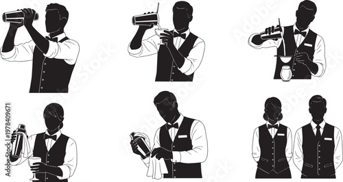 Professional bartender demonstrating the step-by-step process of crafting delicious cocktails, showcasing precise mixology techniques from shaking to elegant serving and presentation