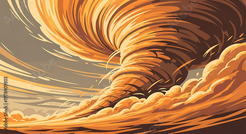 Tornado over ocean dramatic natural disaster scene