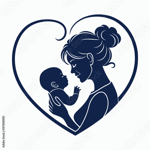 Romantic couple and family love illustration with heart and tenderness