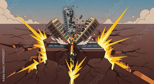 Explosion at Abandoned Industrial Site with Solar Panels