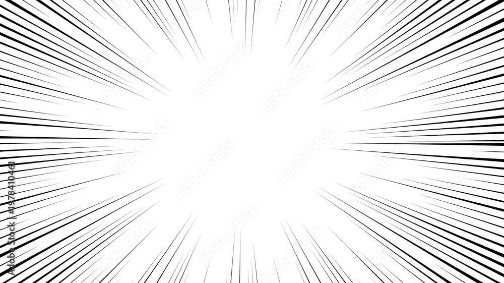 Fototapeta premium Radial speed lines emanating from a central vanishing point, comic style.
