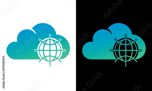 A futuristic illustration depicts a stylized globe with satellite dishes emerging from a cloud, symbolizing global communication and technology.