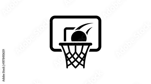 Basketball Silhouette: A dynamic silhouette of a basketball soaring through the air towards the hoop, showcasing the sport's iconic moment of a successful shot.