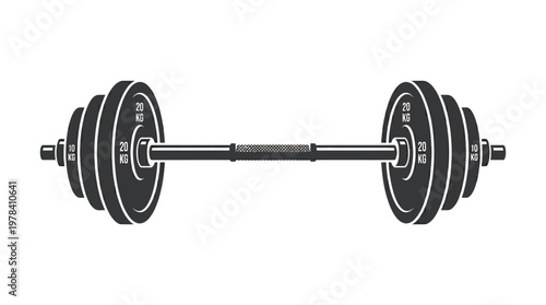 Barbell Silhouette: A simple monochrome illustration of a heavy barbell, evoking strength and the discipline of fitness, perfect for health and gym-related themes.