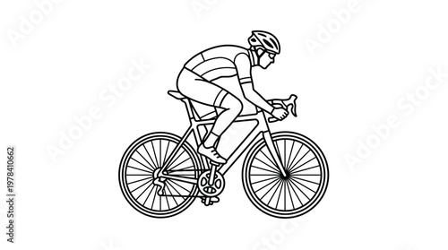 Cycling Silhouette: A graphic representation of a cyclist in motion, showcasing the athleticism and dedication of a cyclist on a road bicycle.