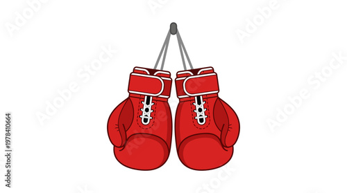 Red Boxing Gloves: A pair of vibrant red boxing gloves hang, symbolizing the intensity and discipline of the sport.