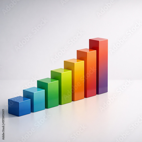 Free Download 3D Transparent Cube with Colorful Layered Bars and Dots, Business Data Analytics Concept, Minimal Office, Copy Space - GFXLoad