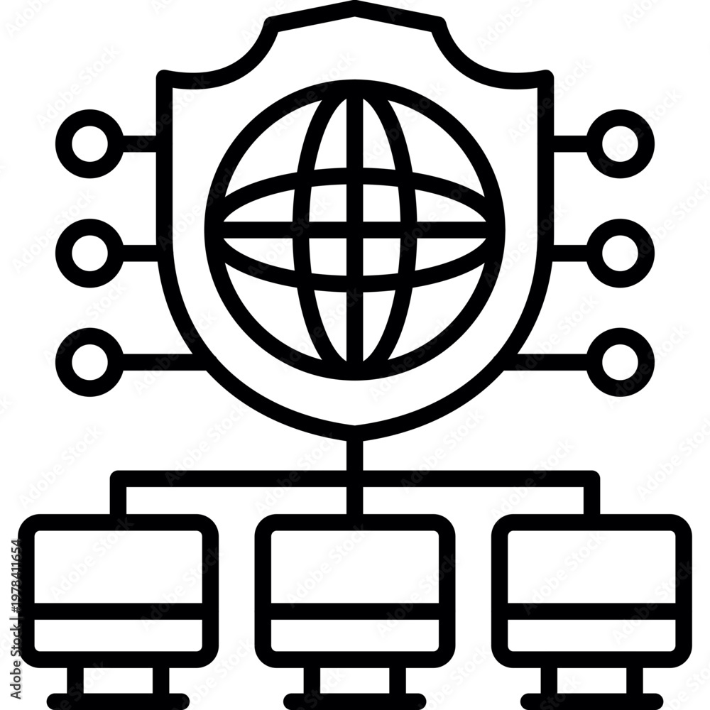 Fototapeta premium Network Security Icon Vector Element