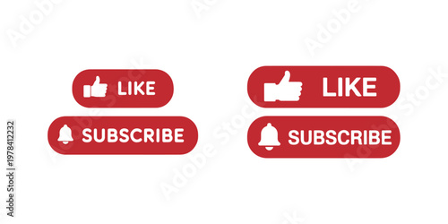 Subscribe and like buttons with bell and thumbs up icons for social media