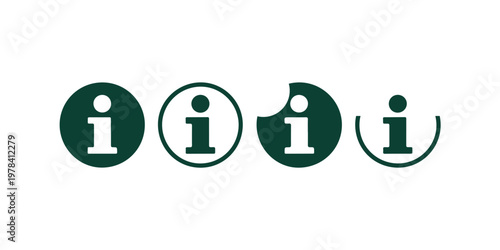 Information sign vector. set of white info icon in green circle. question mark symbol collection