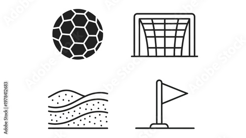 Soccer Icons: A collection of soccer-related icons, each meticulously crafted to represent key elements of the beautiful game. The icons convey simplicity and accuracy.