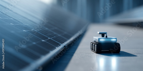 Autonomous robot inspecting solar panels outdoors