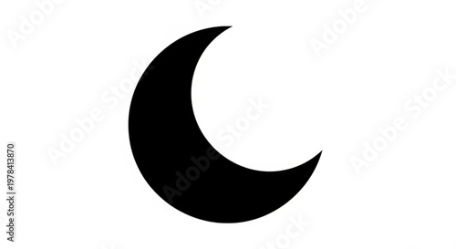 Simple black crescent moon vector icon on white background
