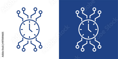 Real Time Blue And White Icon Style Collection