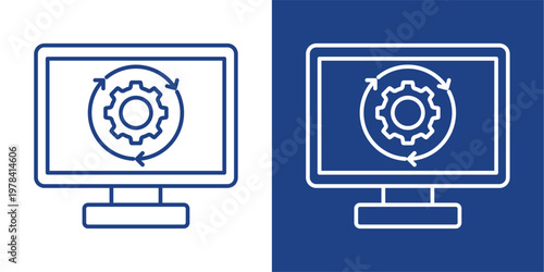 Process Automation Blue And White Icon Style Collection