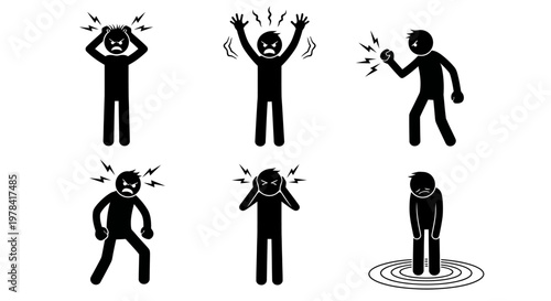 People express various emotions through actions in a graphic illustration