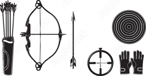 Archery equipment set with bow and arrow accessories