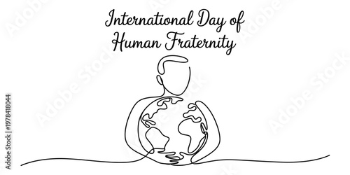 A minimalist single line drawing illustration for the international day of human fraternity event Vector, illustration