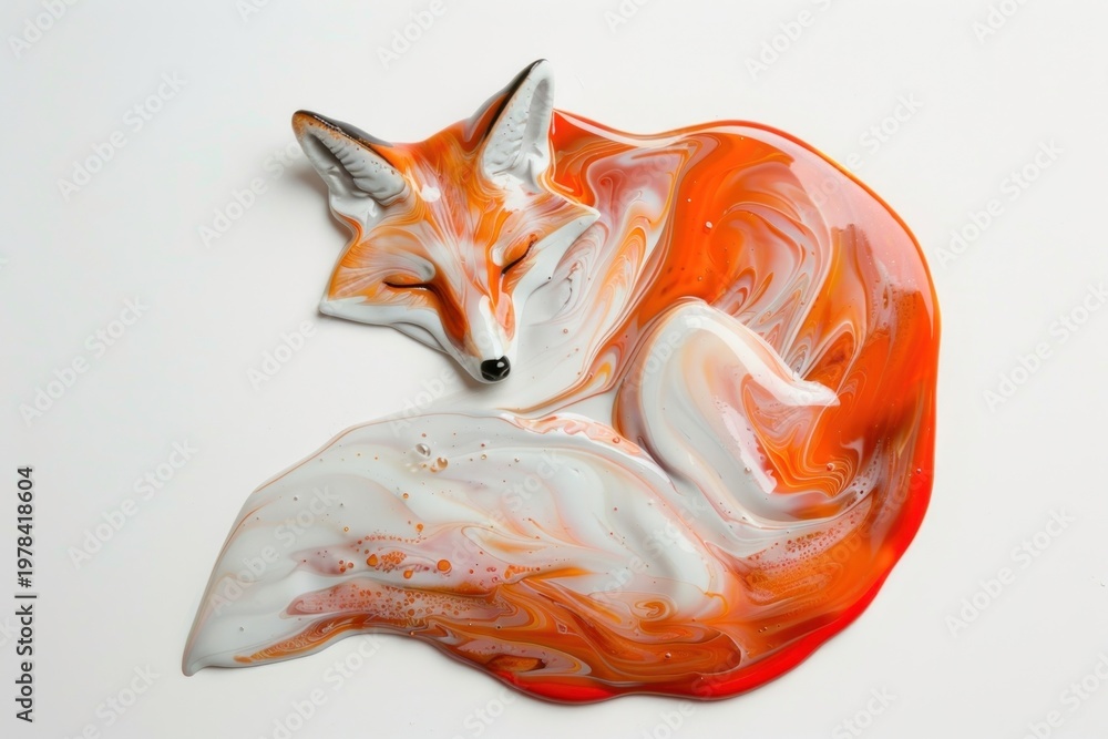 Fototapeta premium Acrylic pouring fox accessories accessory wildlife.