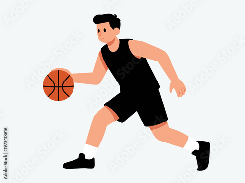 Basketball player holding ball in ready position. Sport activity illustration for training and gameplay.