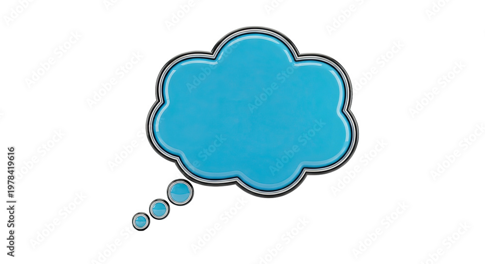 Obraz premium Blue thought bubble with chrome outline