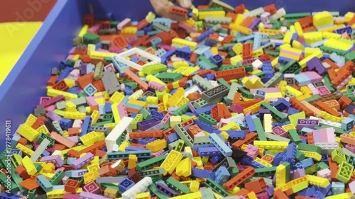 Colorful pile of small building bricks