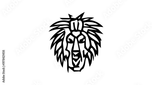 Minimalist monkey head logo design, abstract geometric gorilla or primate icon, vector line art animal symbol isolated on white