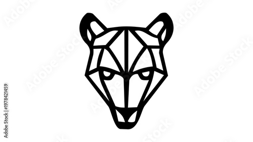 Minimalist bear head logo design, abstract geometric grizzly icon, vector polygon animal symbol isolated on white