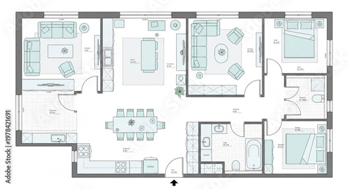 Modern Apartment Floor Plan Blueprint Design.
