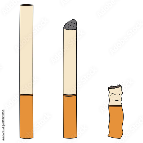 Hand-drawn cartoon set of cigarettes on a white background.