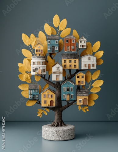 A whimsical tree house brings joy with vibrant colors and unique architecture in a charming display of creativity and imagination