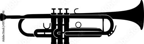 Black trumpet silhouette isolated on white background
