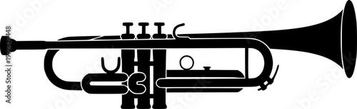 Black trumpet silhouette isolated on white background
