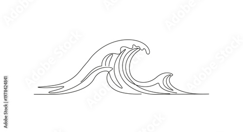 Minimalist Line Art Wave Illustration - Ocean Swell and Water Motion