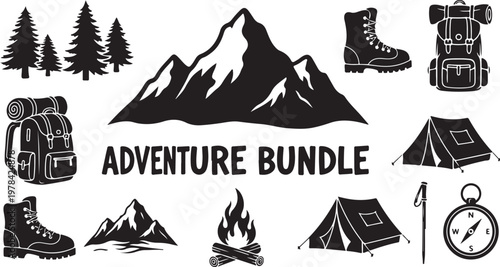 Adventure Bundle Icon Set for Outdoor and Travel Activities