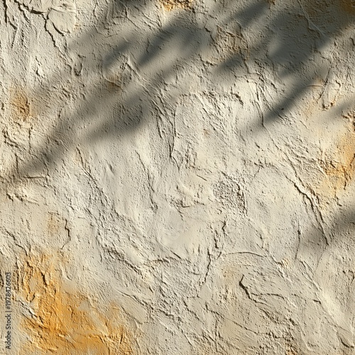 Brutalist Plaster Wall with Projected Shadow, Minimal Background for Copy Space, Editorial Design